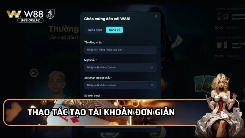 Thao tác tạo tài khoản đơn giản